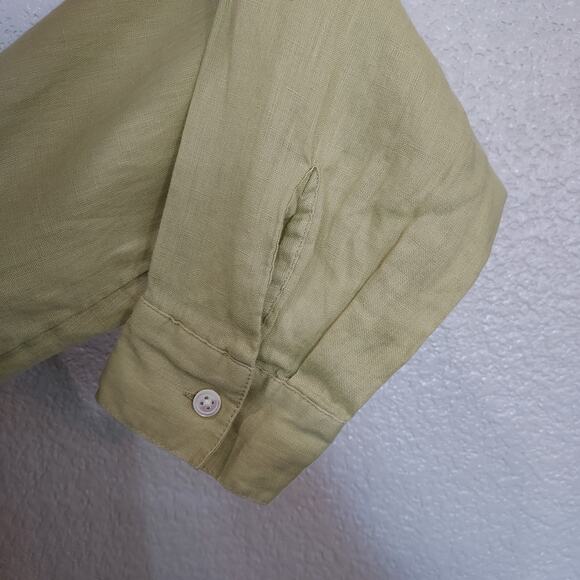 J. Jill Lime Green 100% Linen Long Sleeve Button Down Size M - Picture 7 of 13